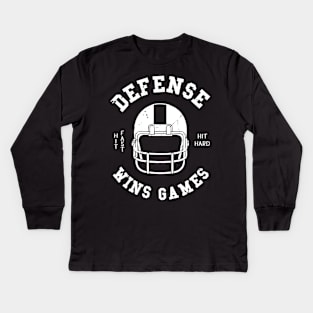 Football Fan Defense Wins Games Football Fan Kids Long Sleeve T-Shirt